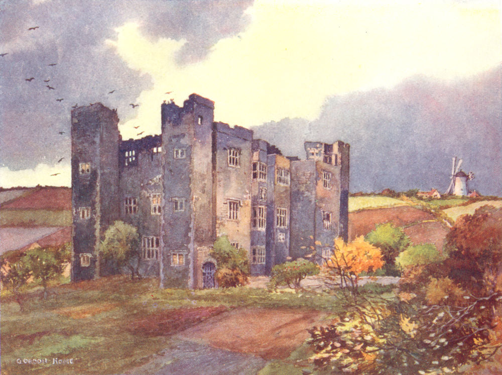 YORKS. New Hall, Pontefract 1908 old antique vintage print picture